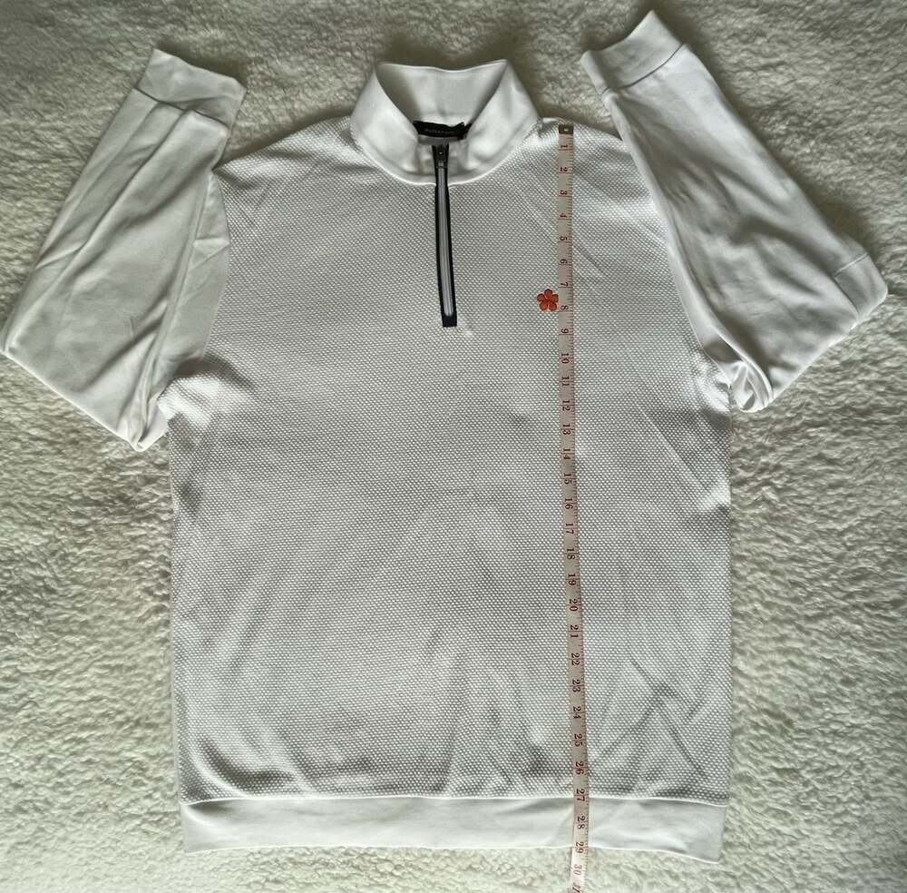 Bugatchi Beehive Quarter-Zip Pullover Mens L White 100% Cotton Long Sleeve Golf - Picture 5 of 16
